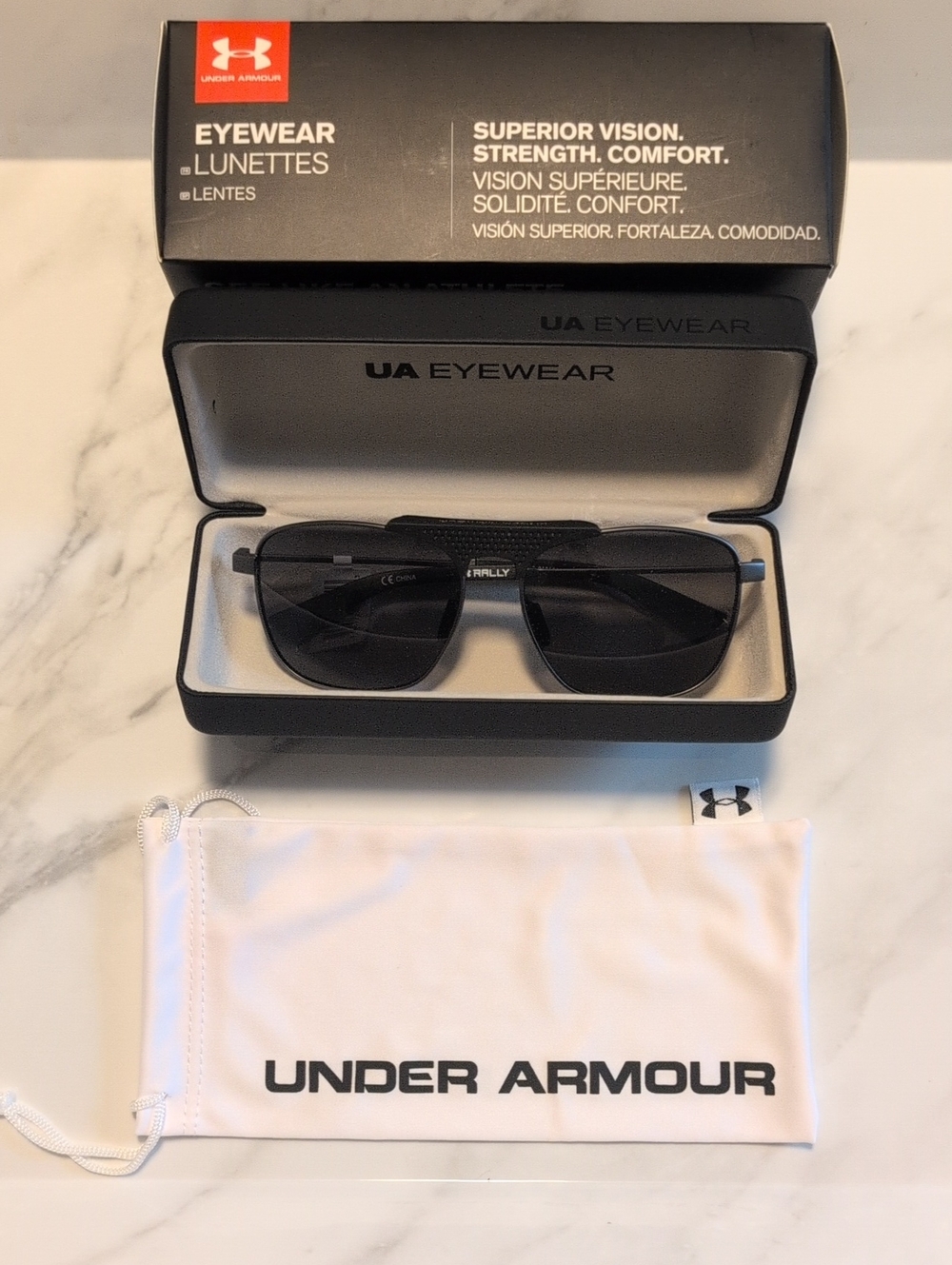 Under Armour Rally Satin Gunmetal Gray Aviator Sunglasses
